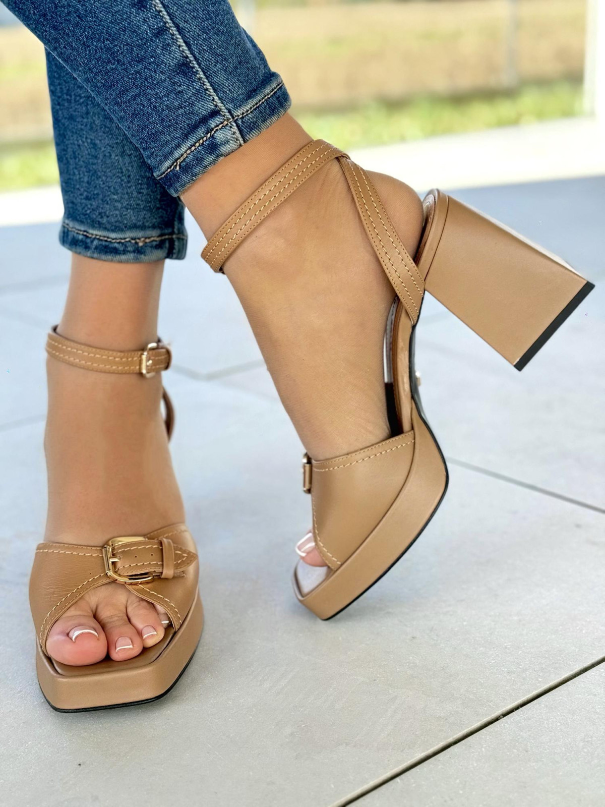 Sandały damskie skórzane na wygodnej platformie polskiej produkcji