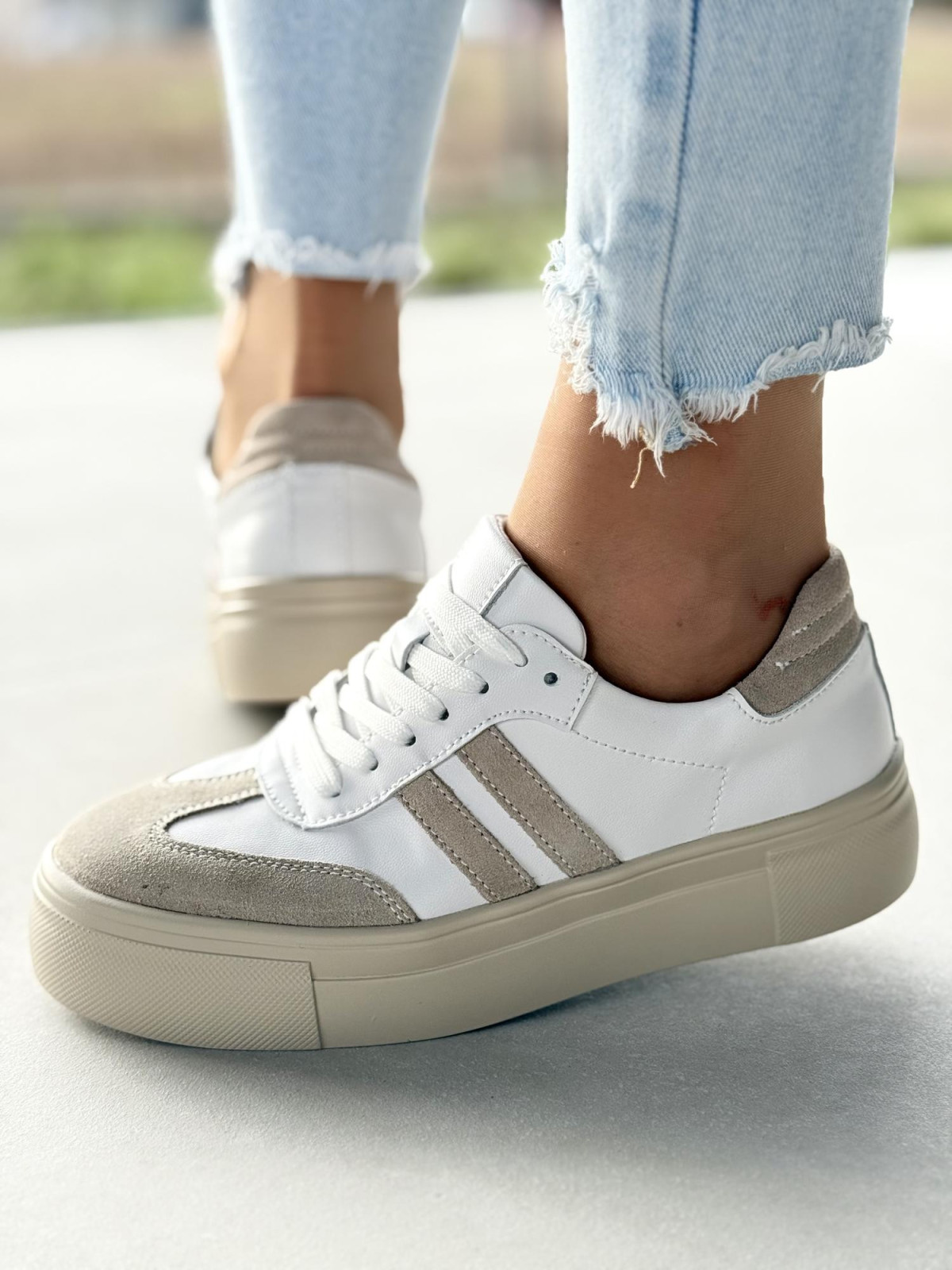 Sneakersy damskie ze skóry naturalnej