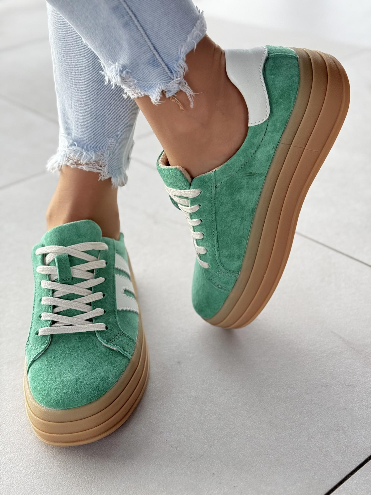 Sneakersy damskie ze skóry naturalnej