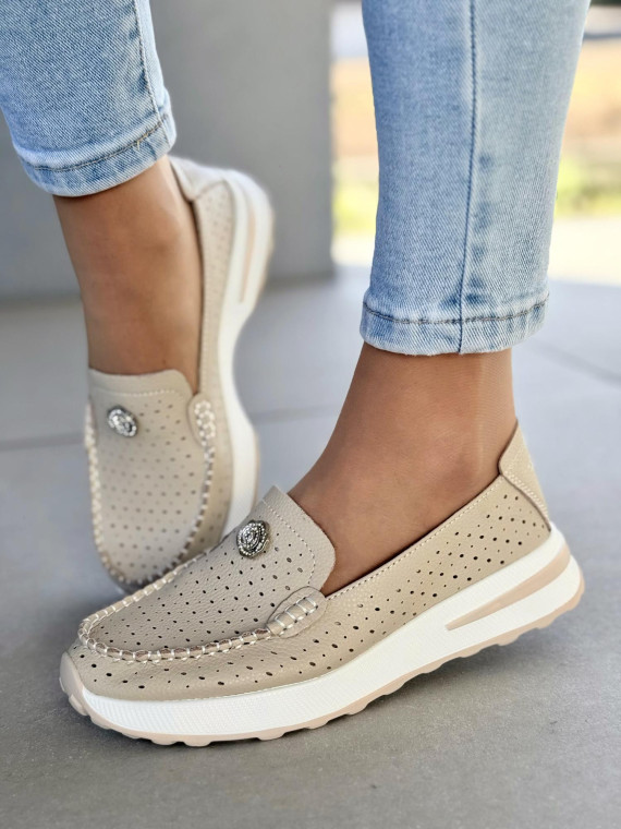 Mokasyny damskie ze skóry naturalnej