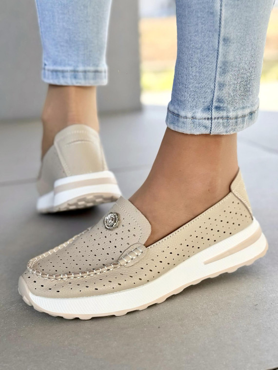 Mokasyny damskie ze skóry naturalnej