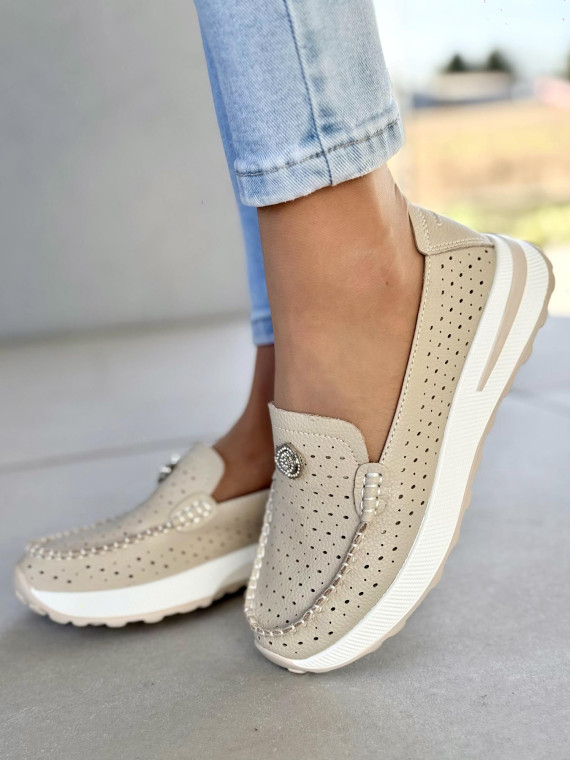 Mokasyny damskie ze skóry naturalnej