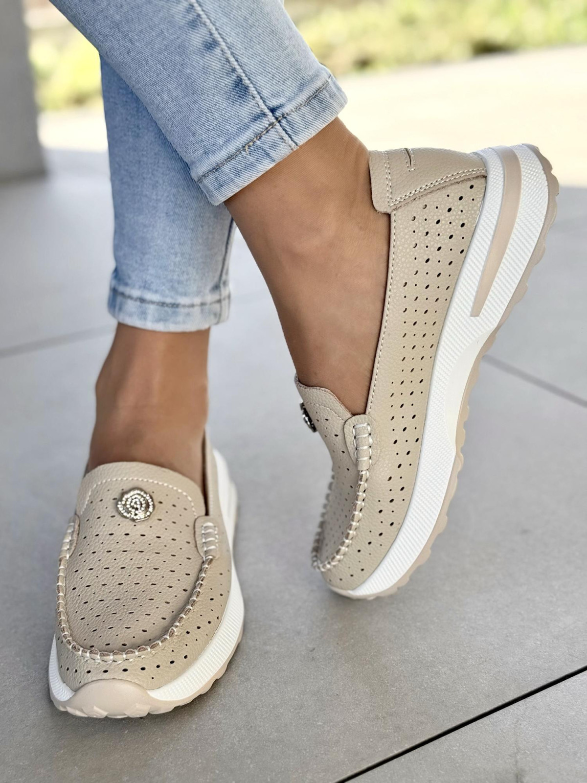 Mokasyny damskie ze skóry naturalnej