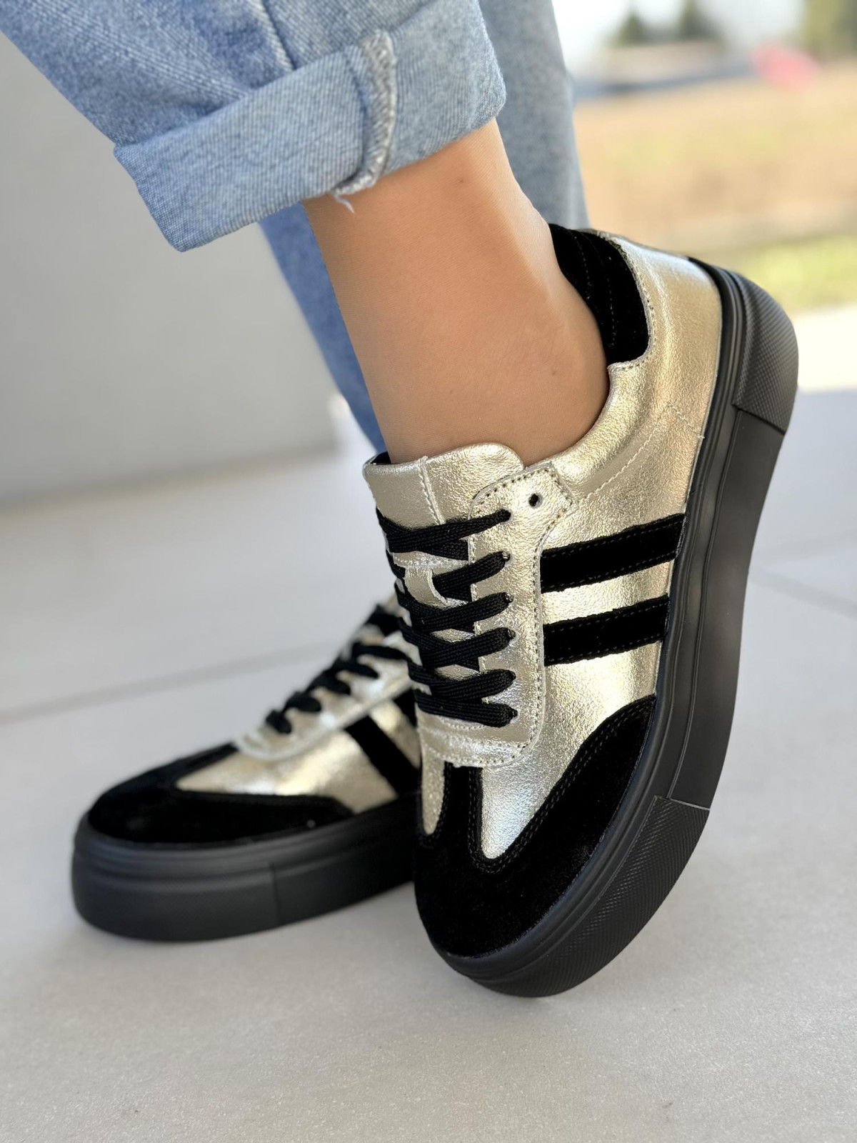 Sneakersy damskie ze skóry naturalnej