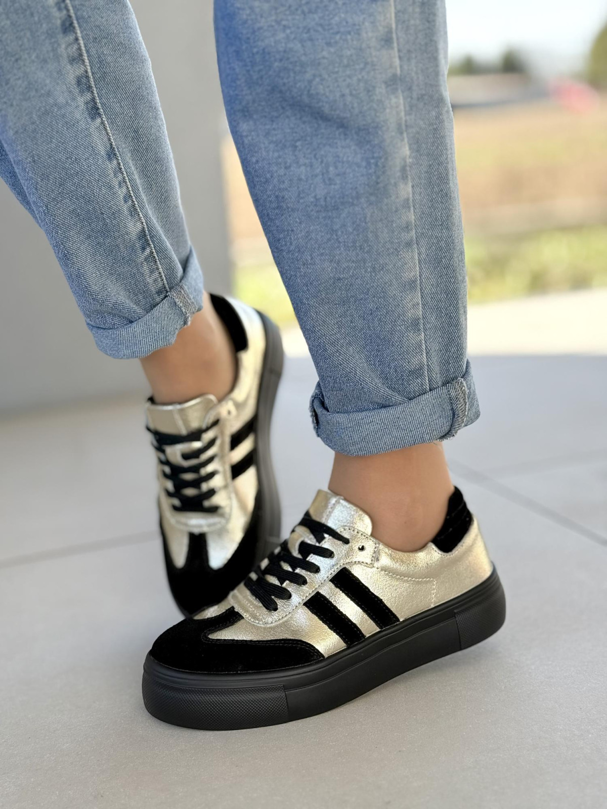 Sneakersy damskie ze skóry naturalnej