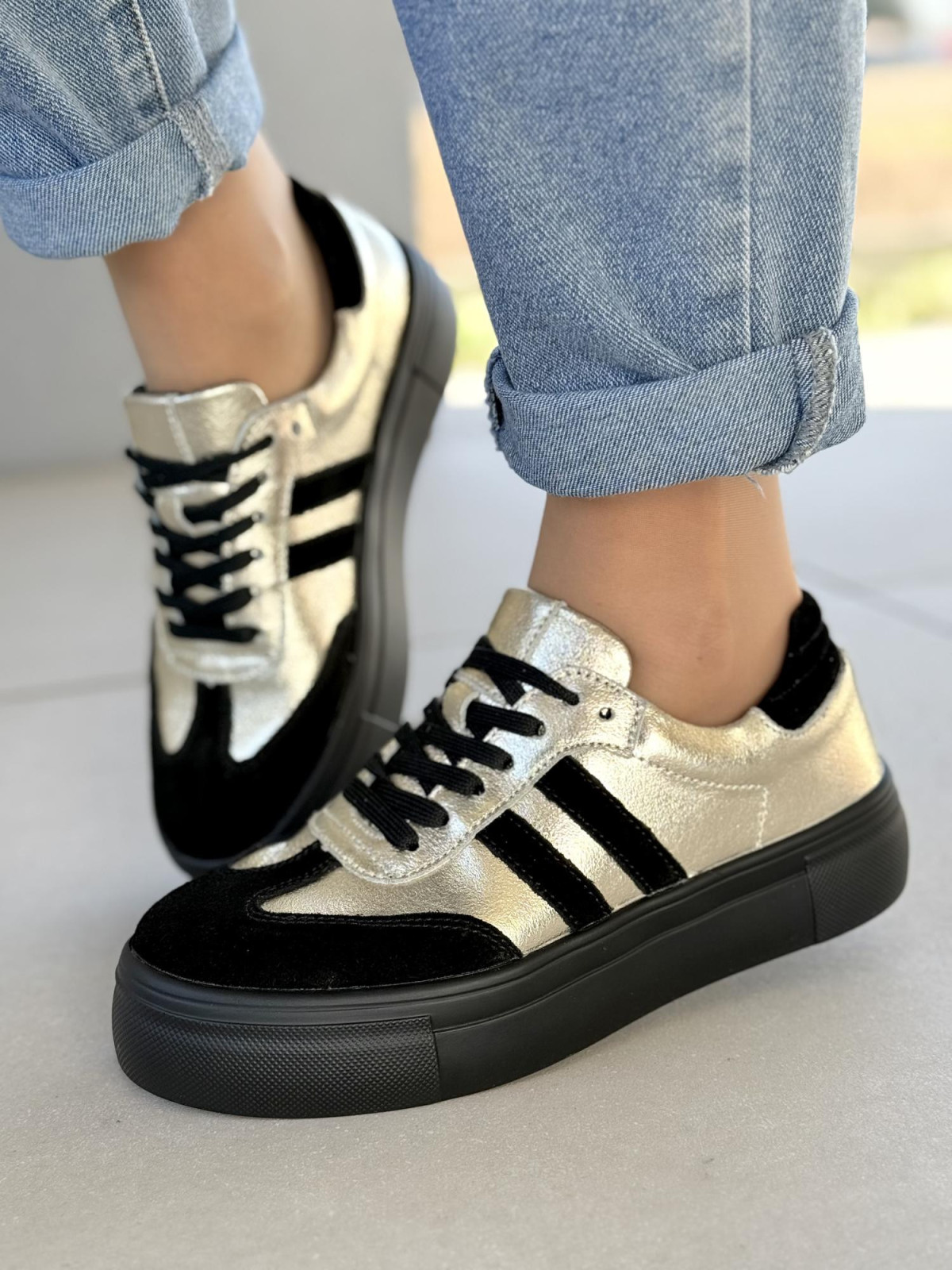 Sneakersy damskie ze skóry naturalnej