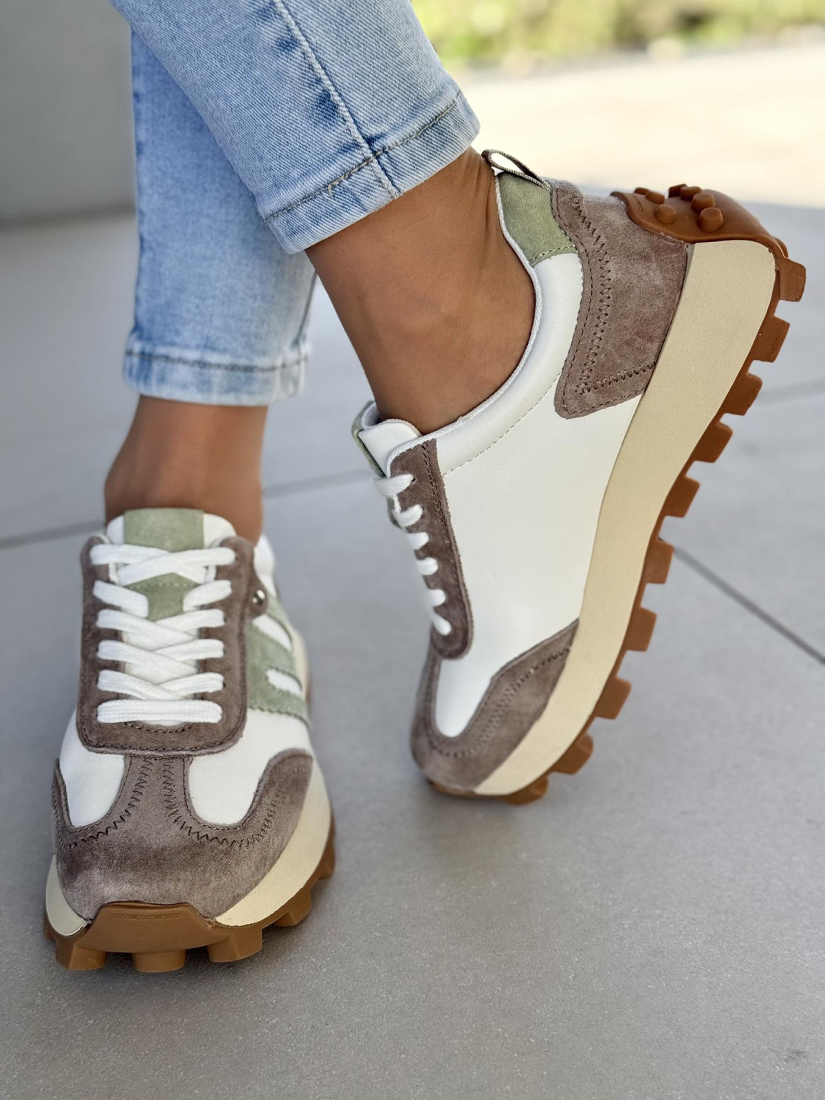 Sneakersy damskie ze skóry naturalnej