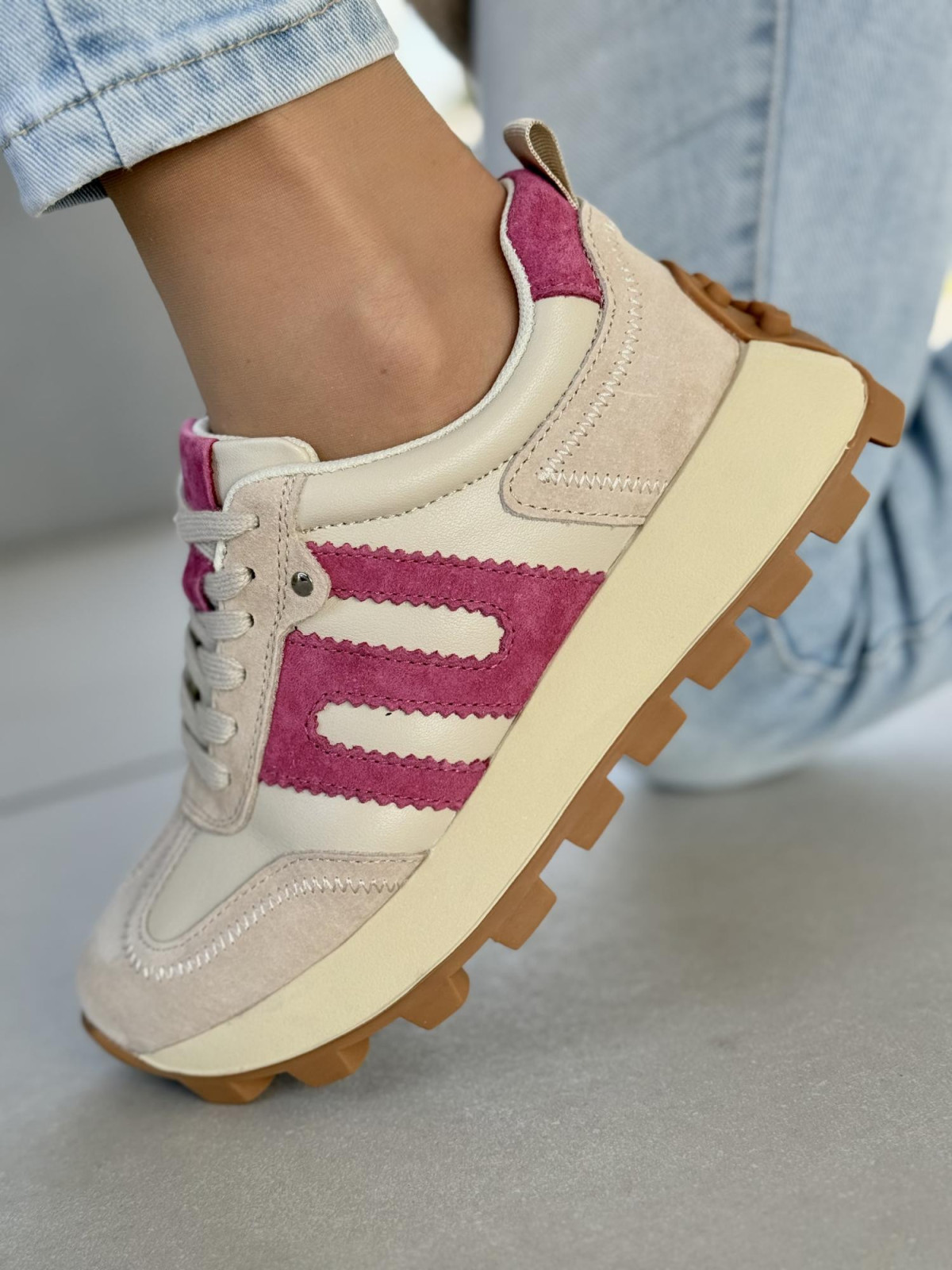 Sneakersy damskie ze skóry naturalnej