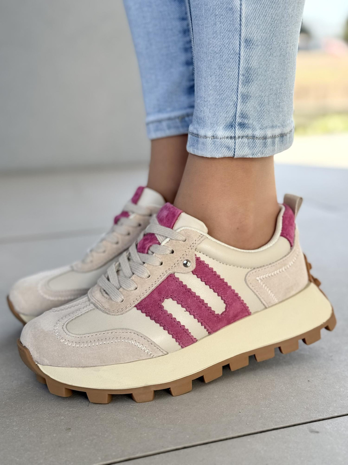 Sneakersy damskie ze skóry naturalnej