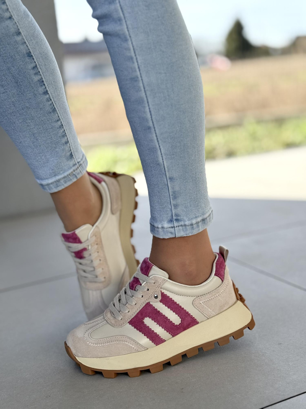 Sneakersy damskie ze skóry naturalnej