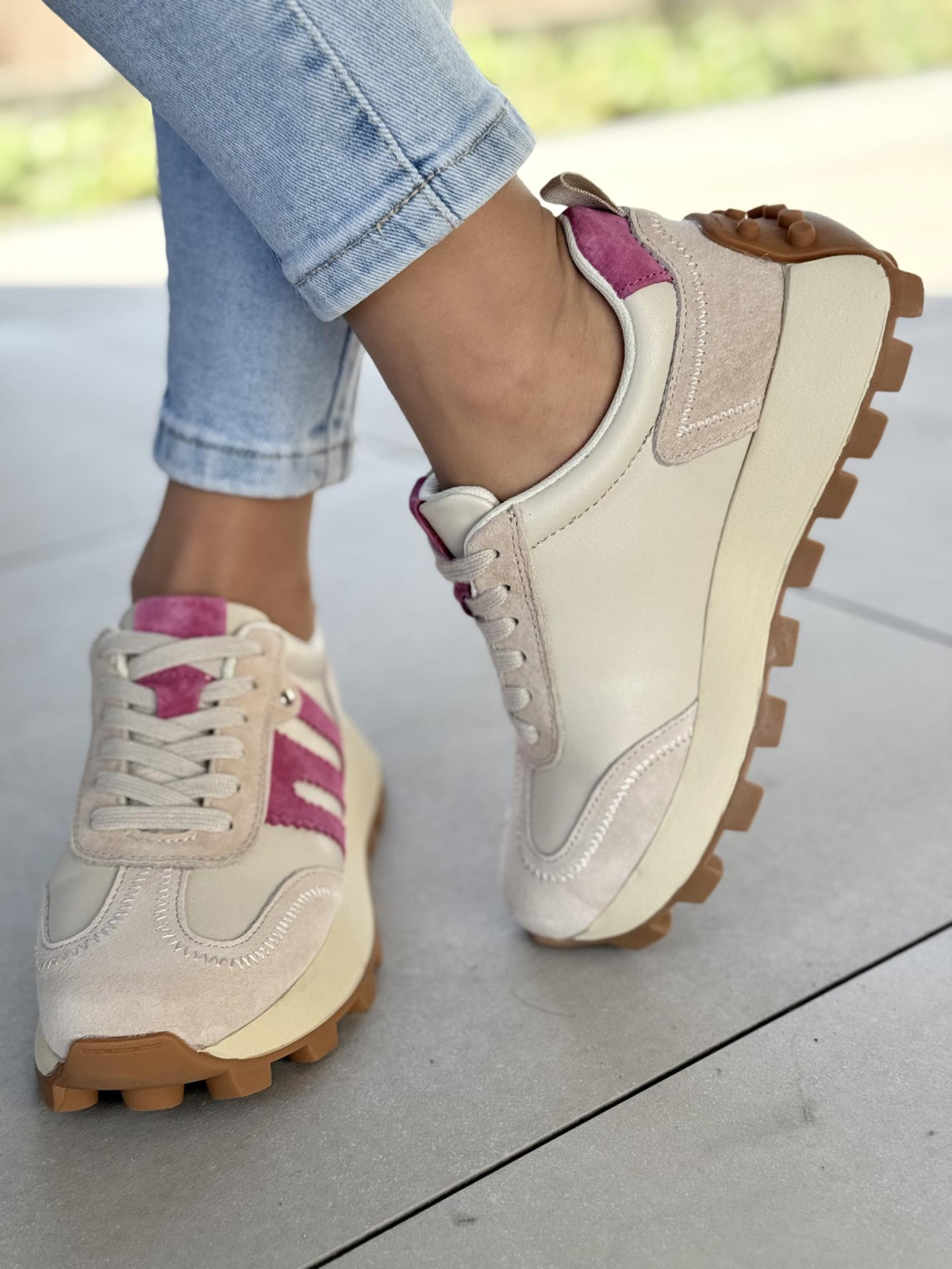 Sneakersy damskie ze skóry naturalnej