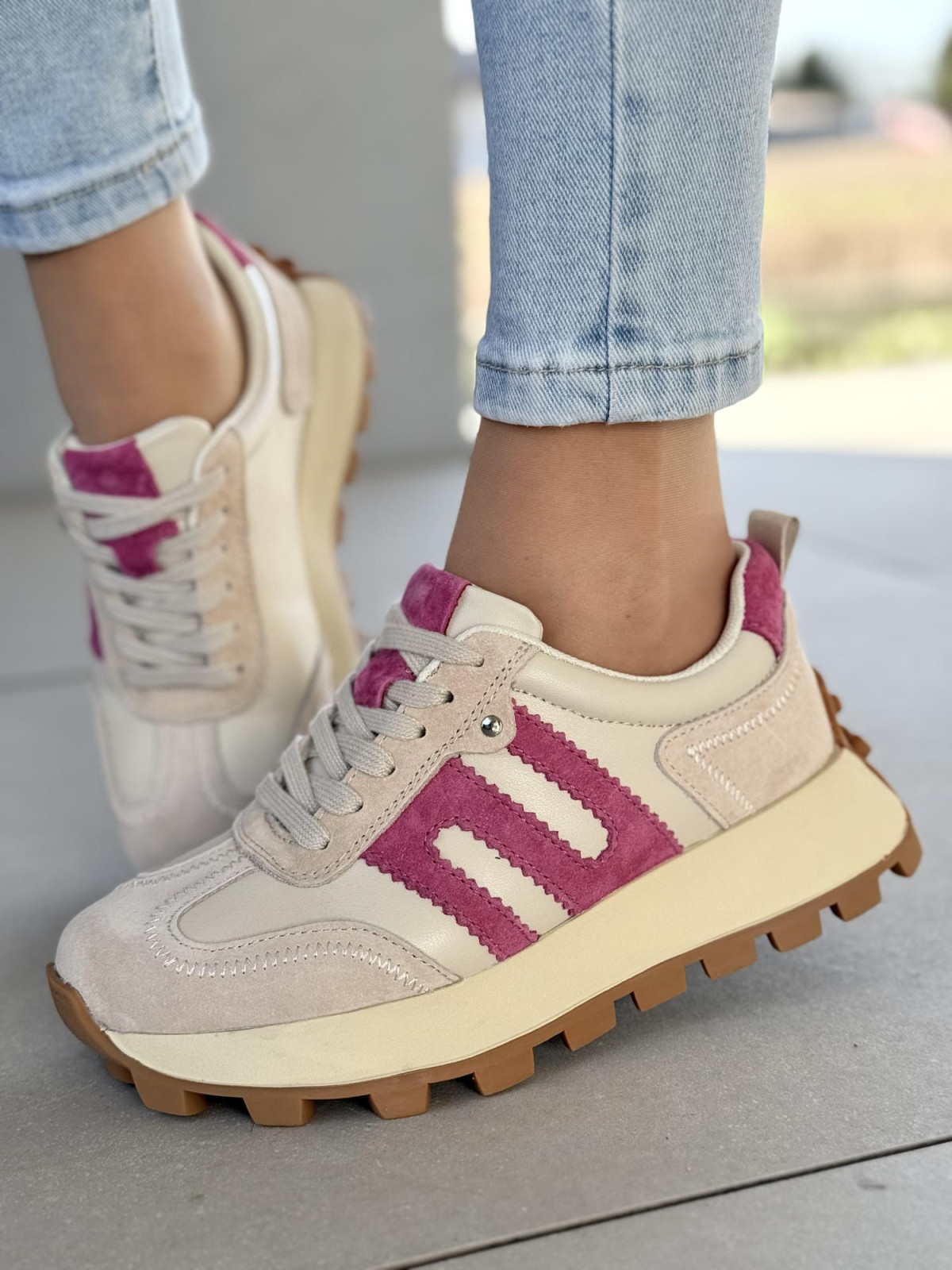 Sneakersy damskie ze skóry naturalnej