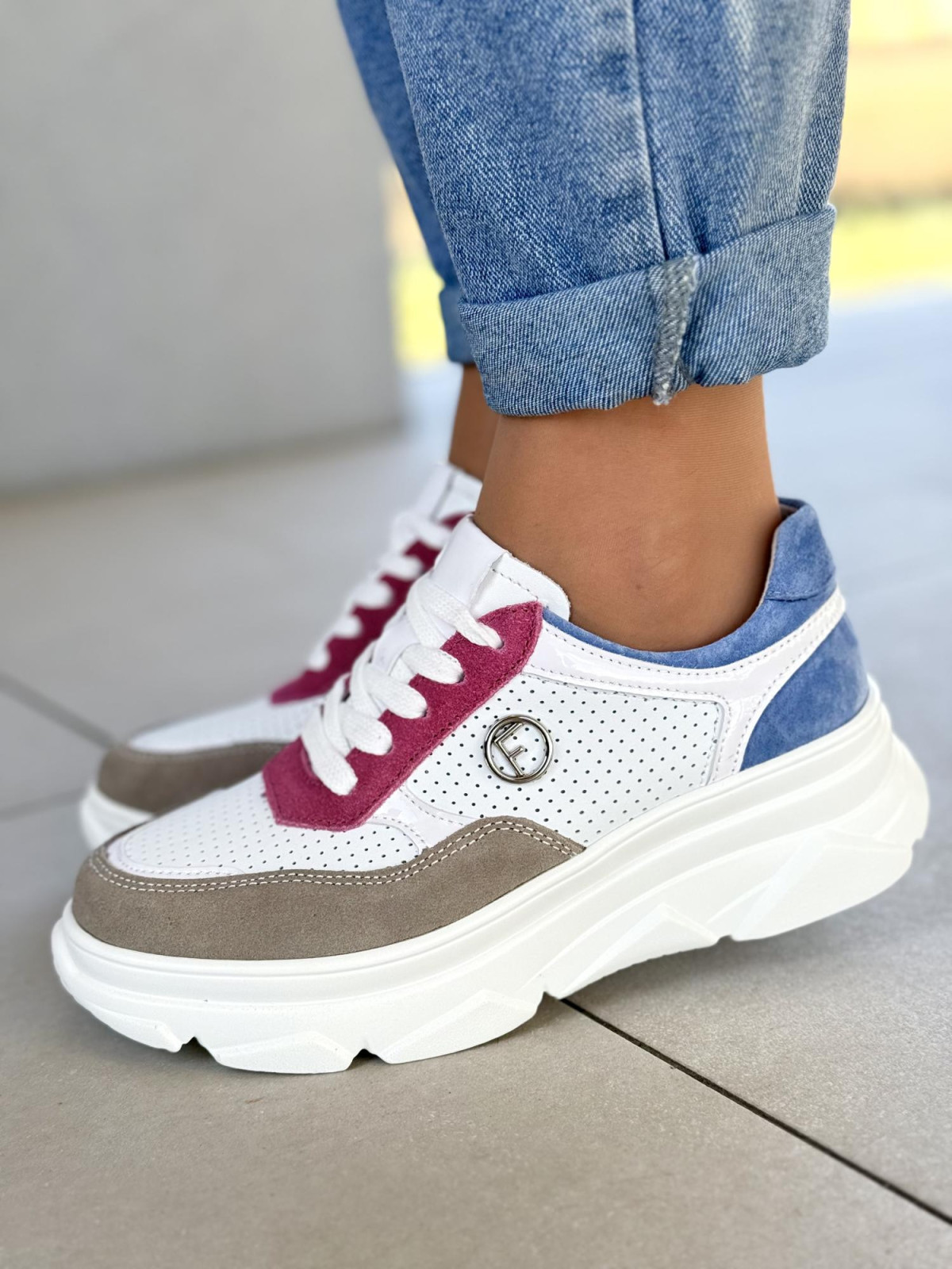 Sneakersy damskie ze skóry naturalnej