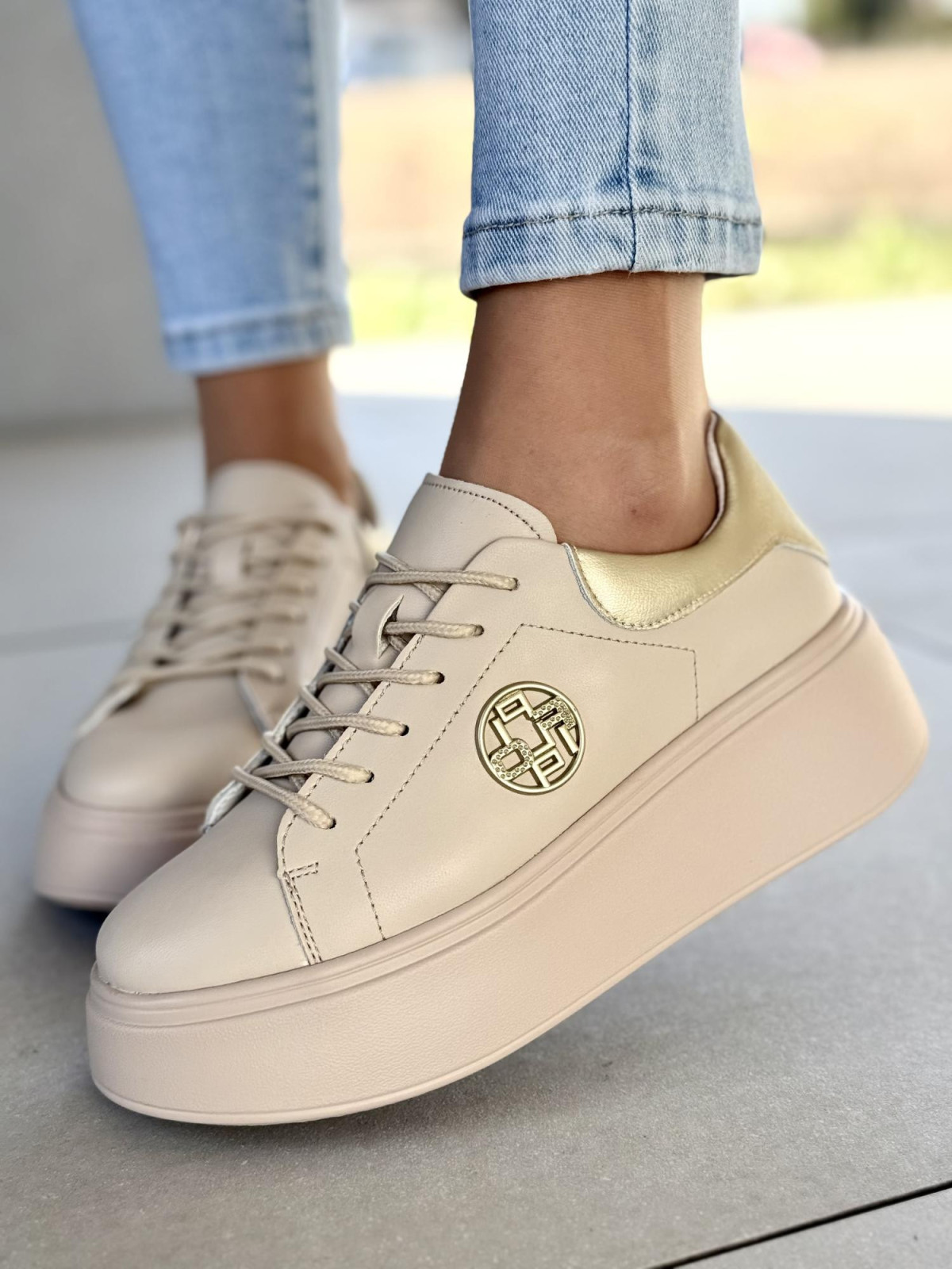 Sneakersy damskie ze skóry naturalnej