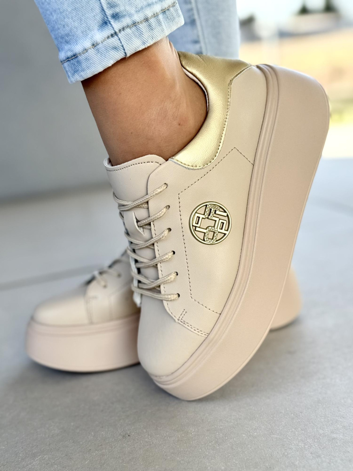 Sneakersy damskie ze skóry naturalnej