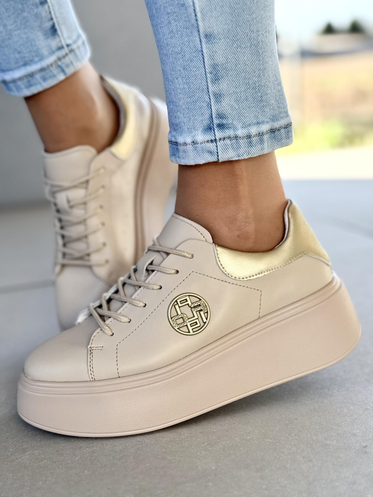 Sneakersy damskie ze skóry naturalnej