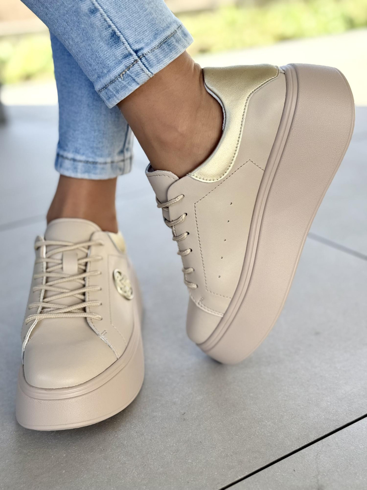 Sneakersy damskie ze skóry naturalnej