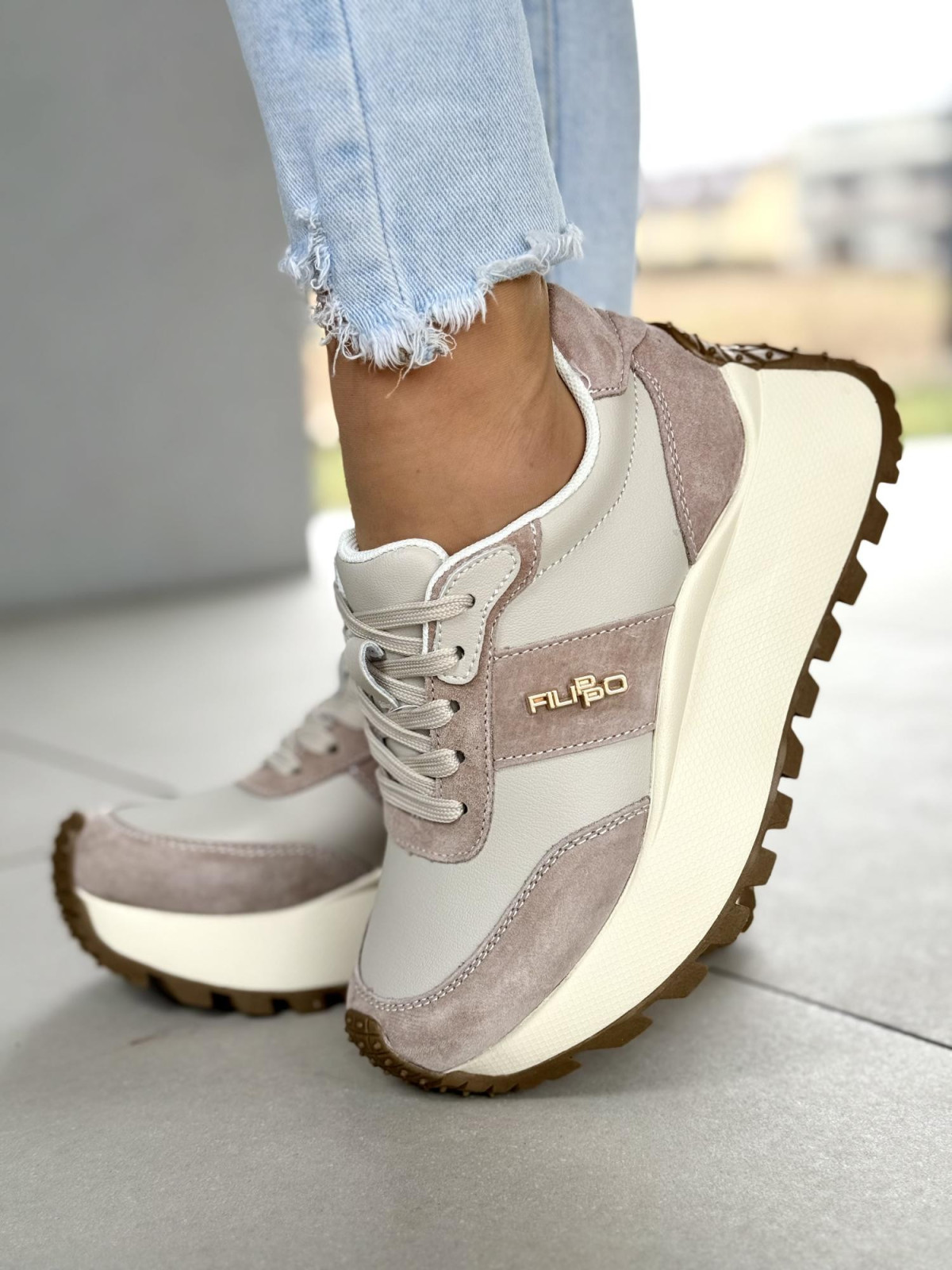 Sneakersy damskie ze skóry naturalnej