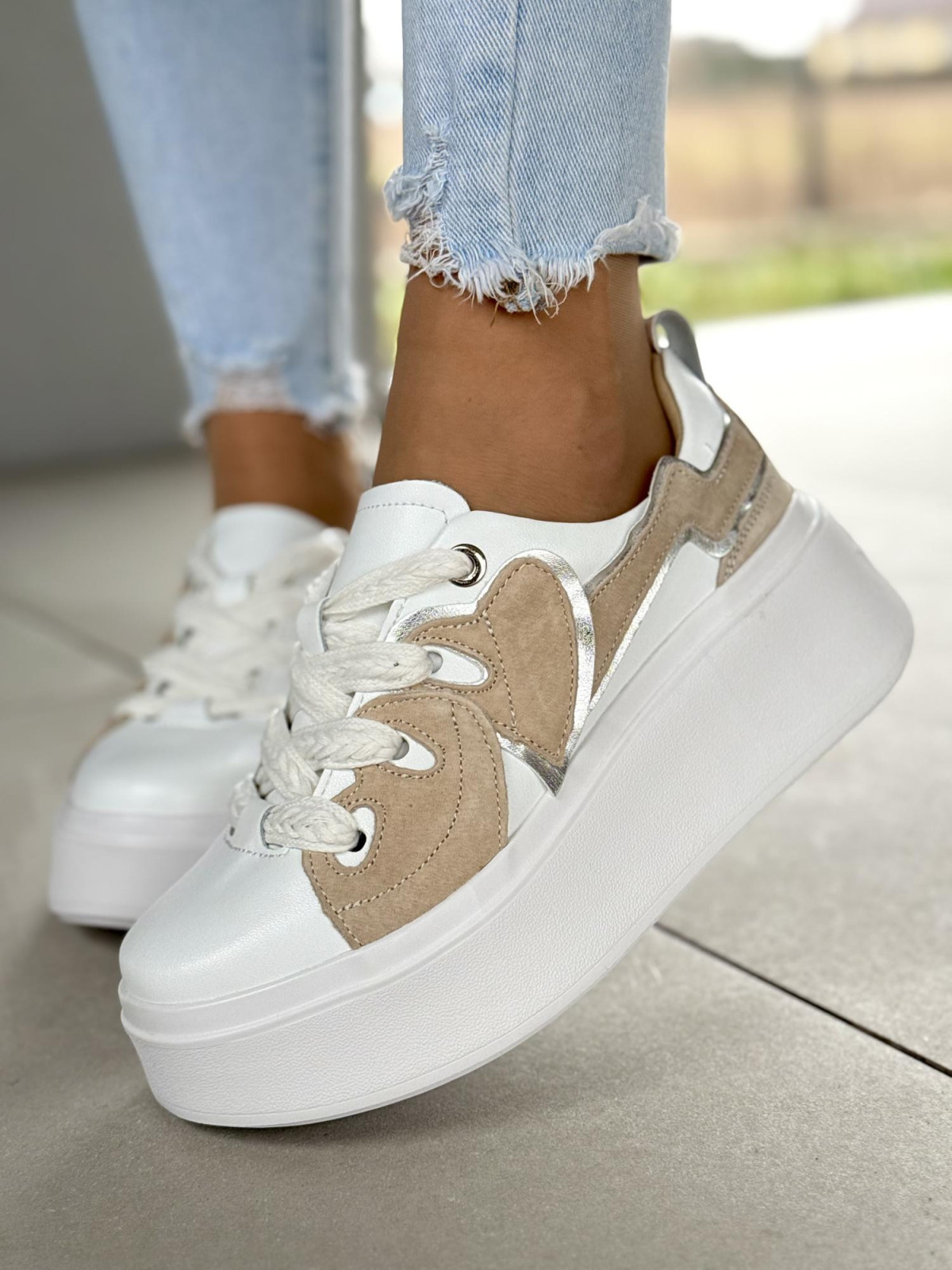 Sneakersy damskie ze skóry naturalnej