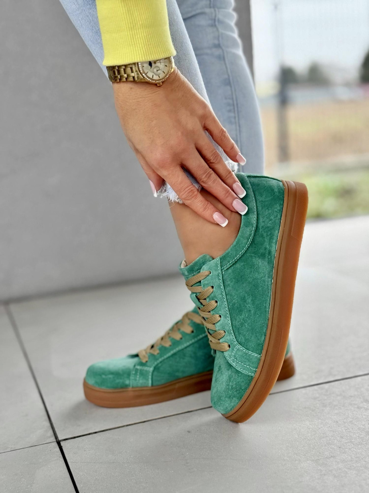 Sneakersy damskie ze skóry naturalnej