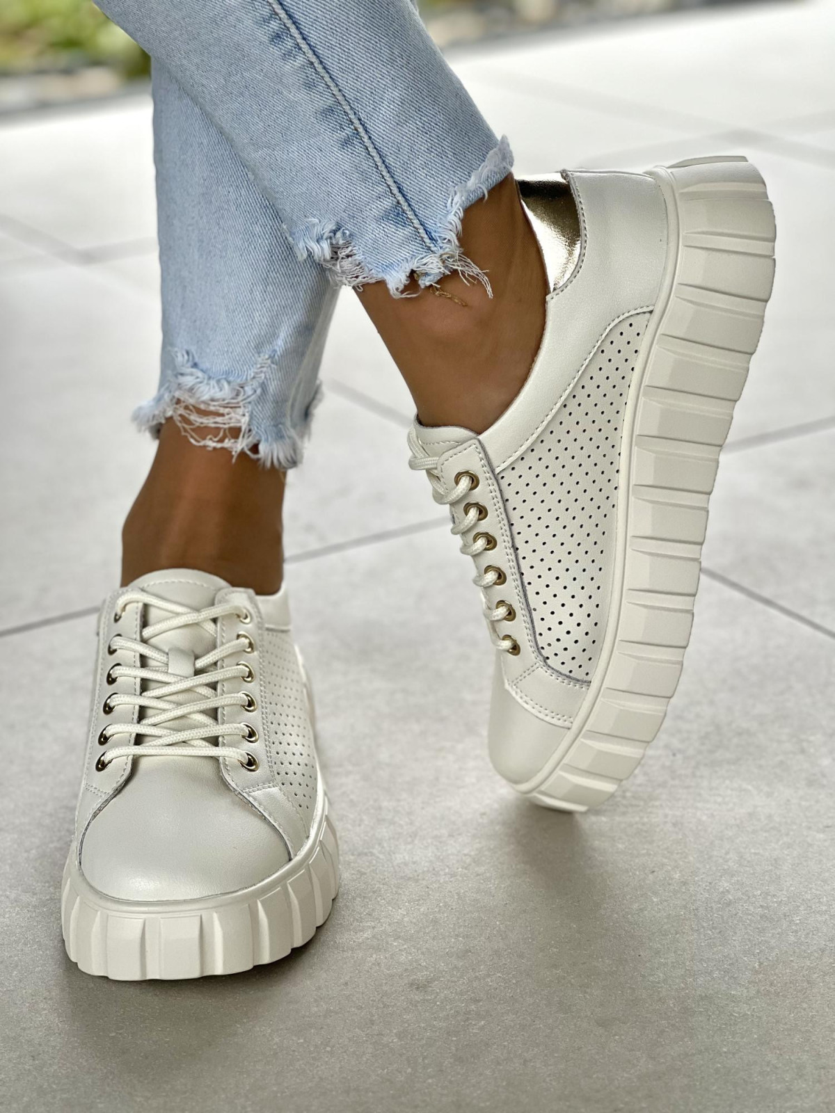 Sneakersy damskie ze skóry naturalnej