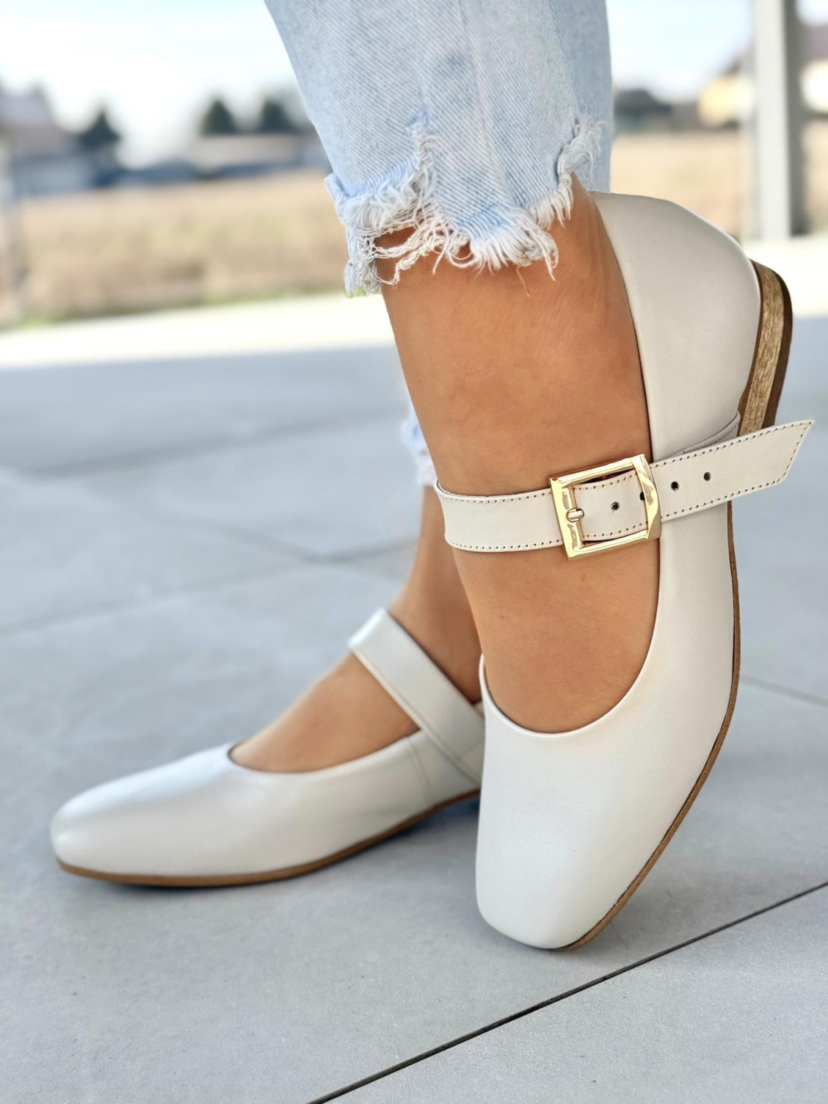 Baleriny skórzane OLEKSY Polskiej produkcji