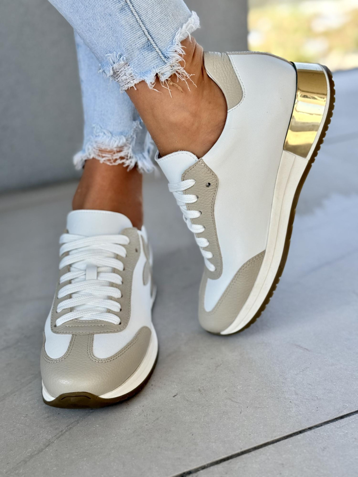 Sneakersy OLEKSY ze skóry naturalnej, Polskiej produkcji