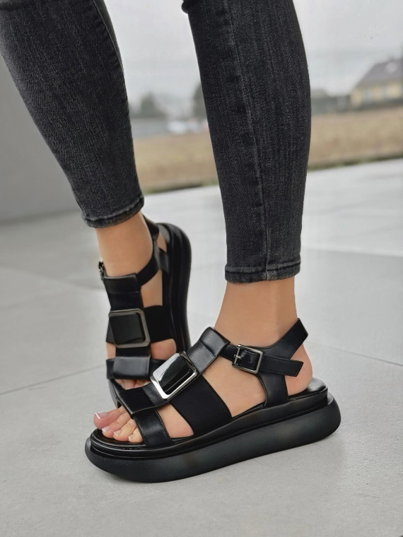 Sandałki damskie ze skóry naturalnej