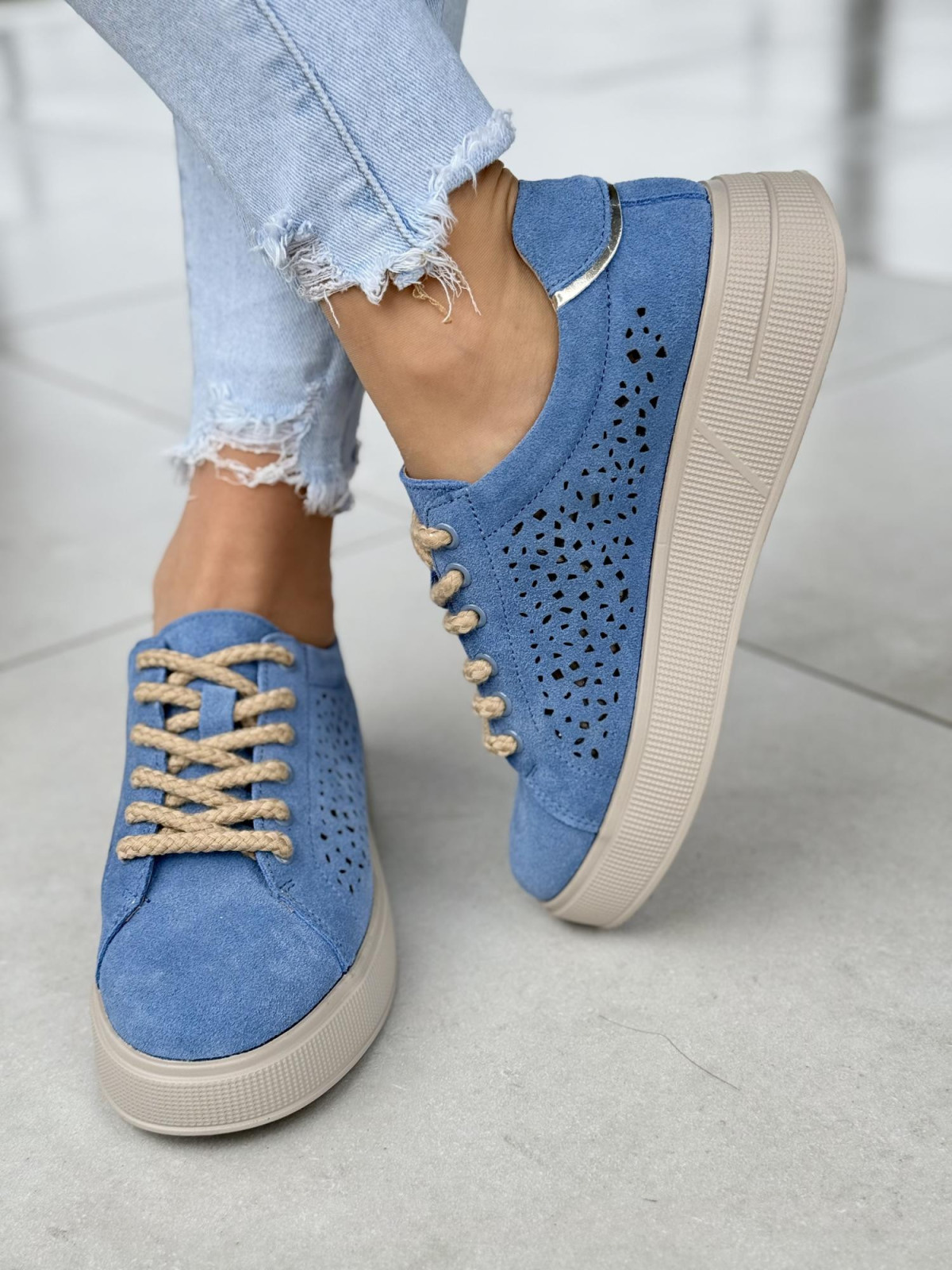 Nowoczesne sneakersy ze skóry naturalnej