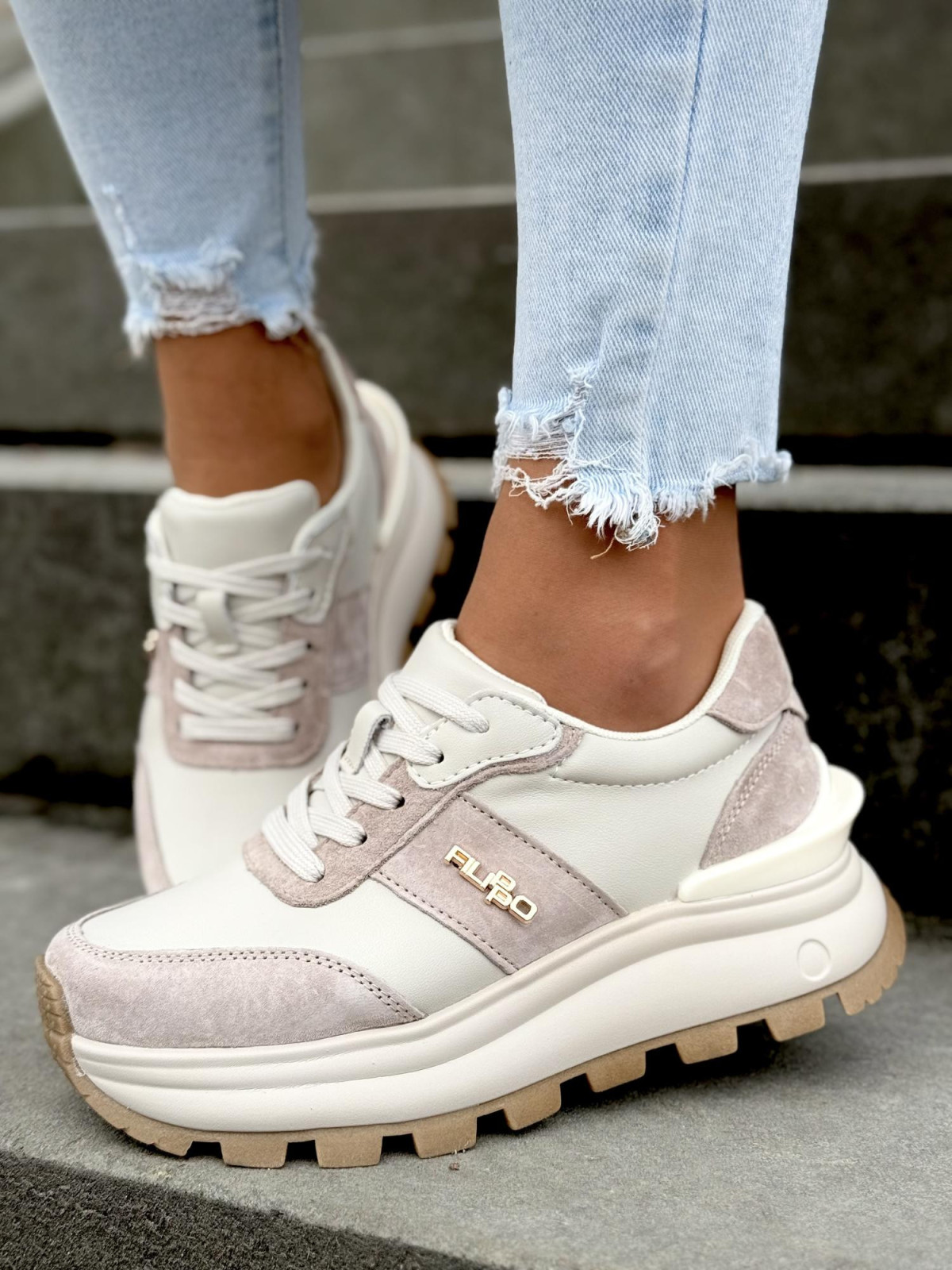 Sneakersy damskie ze skóry naturalnej