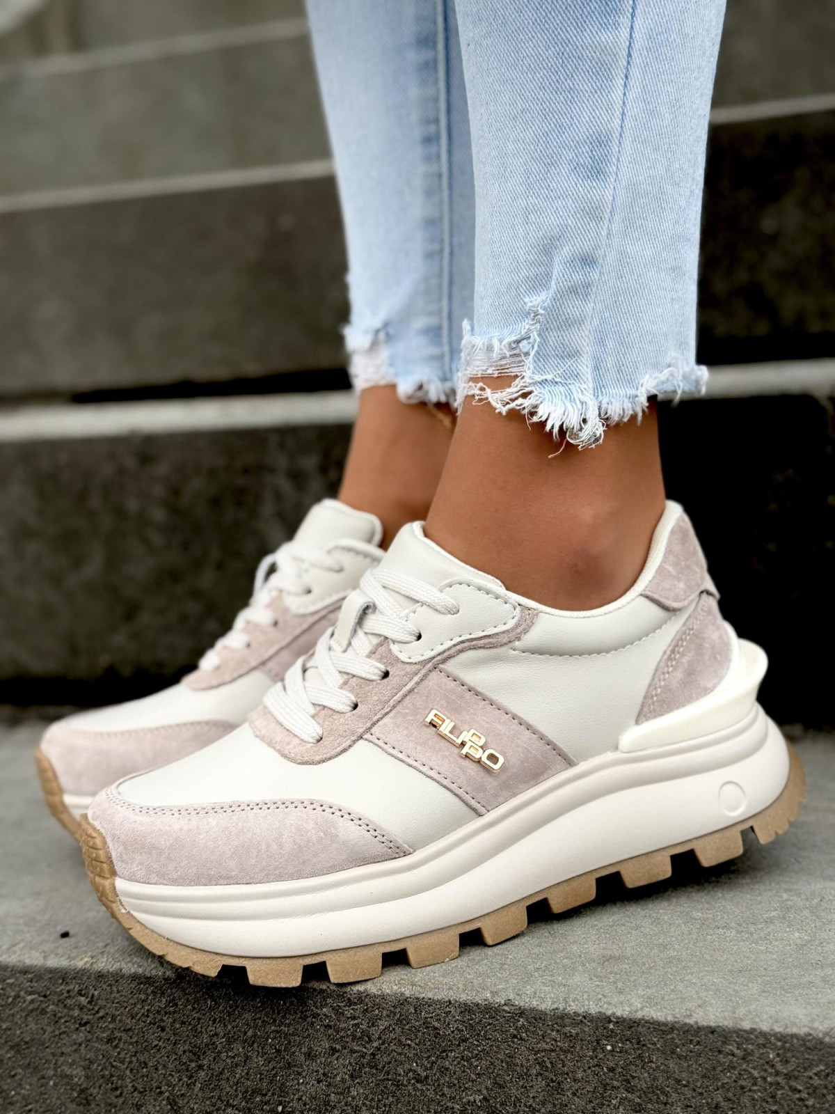 Sneakersy damskie ze skóry naturalnej