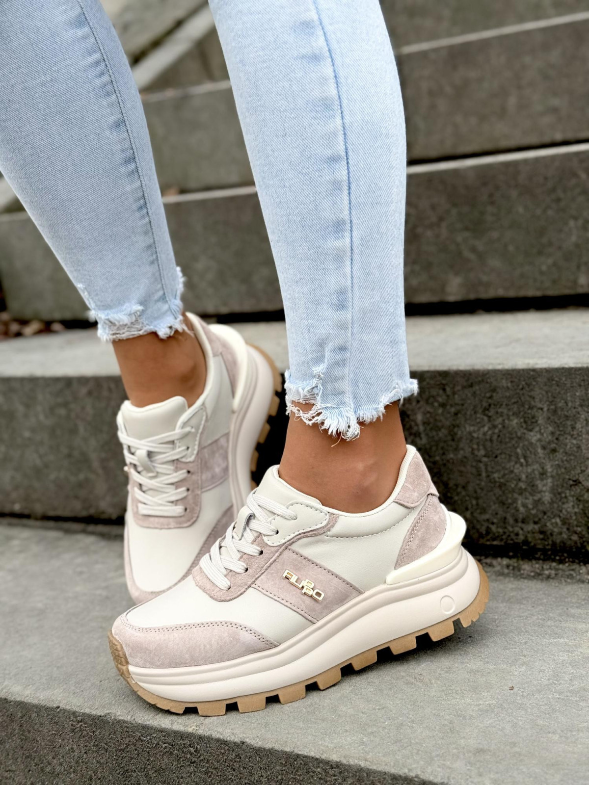 Sneakersy damskie ze skóry naturalnej