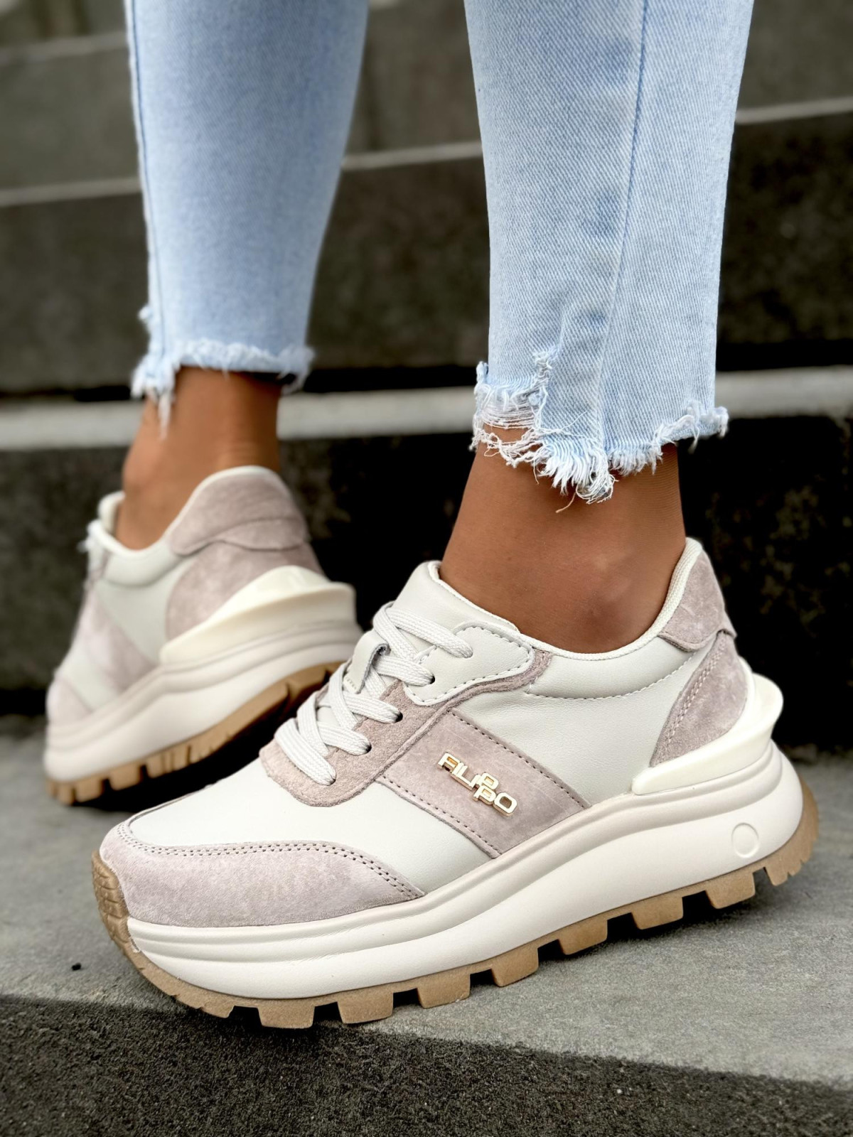 Sneakersy damskie ze skóry naturalnej