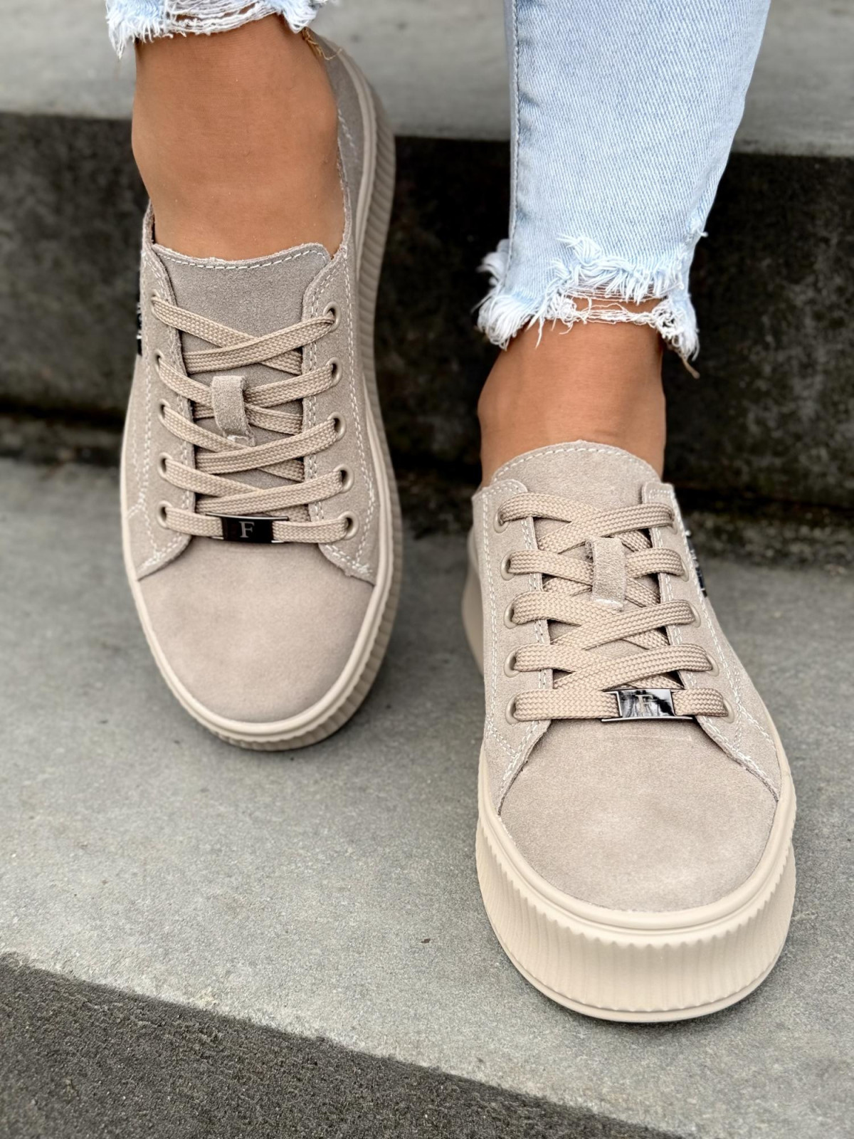 Sneakersy damskie ze skóry naturalnej