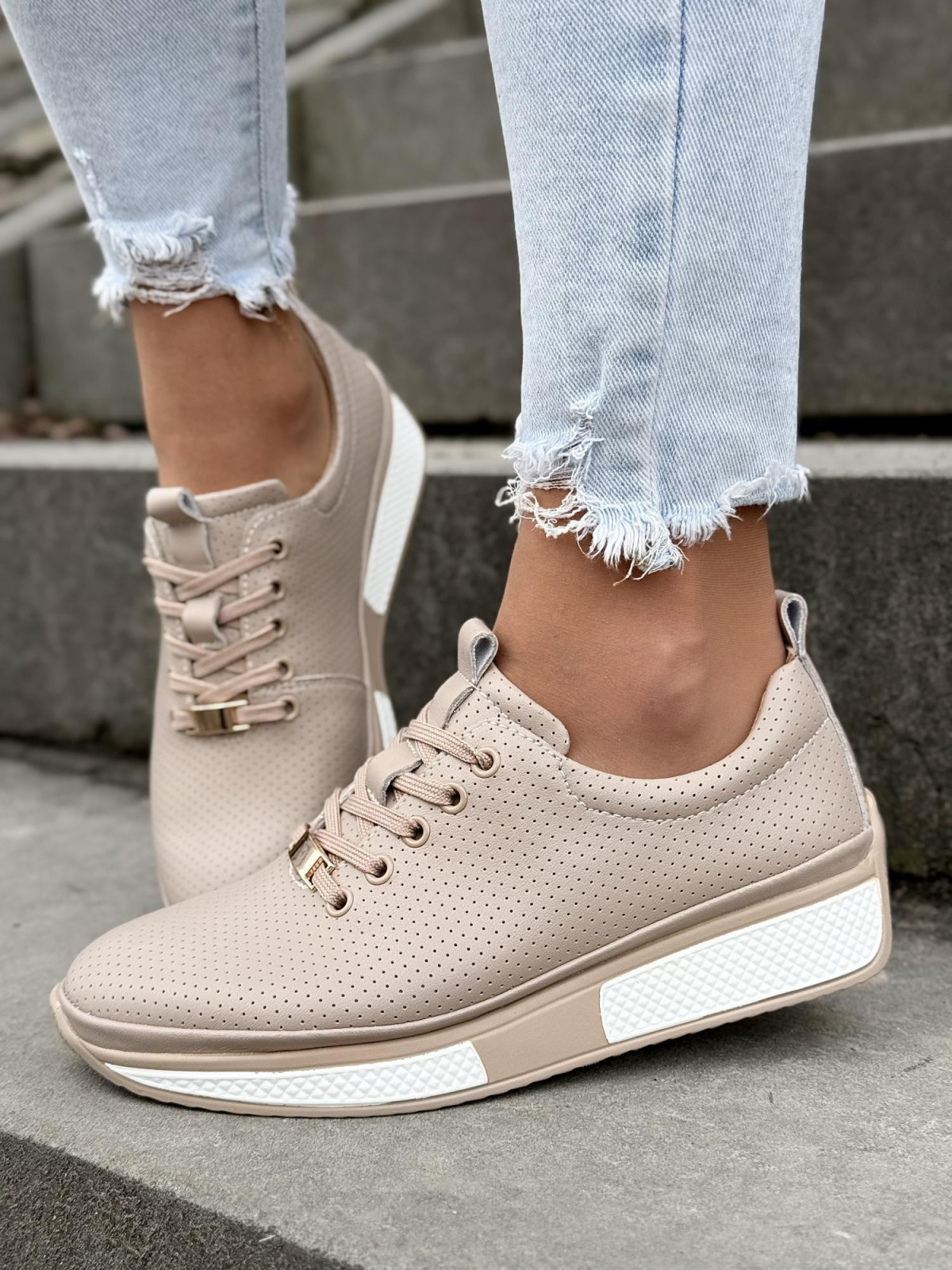 Sneakersy damskie ze skóry naturalnej