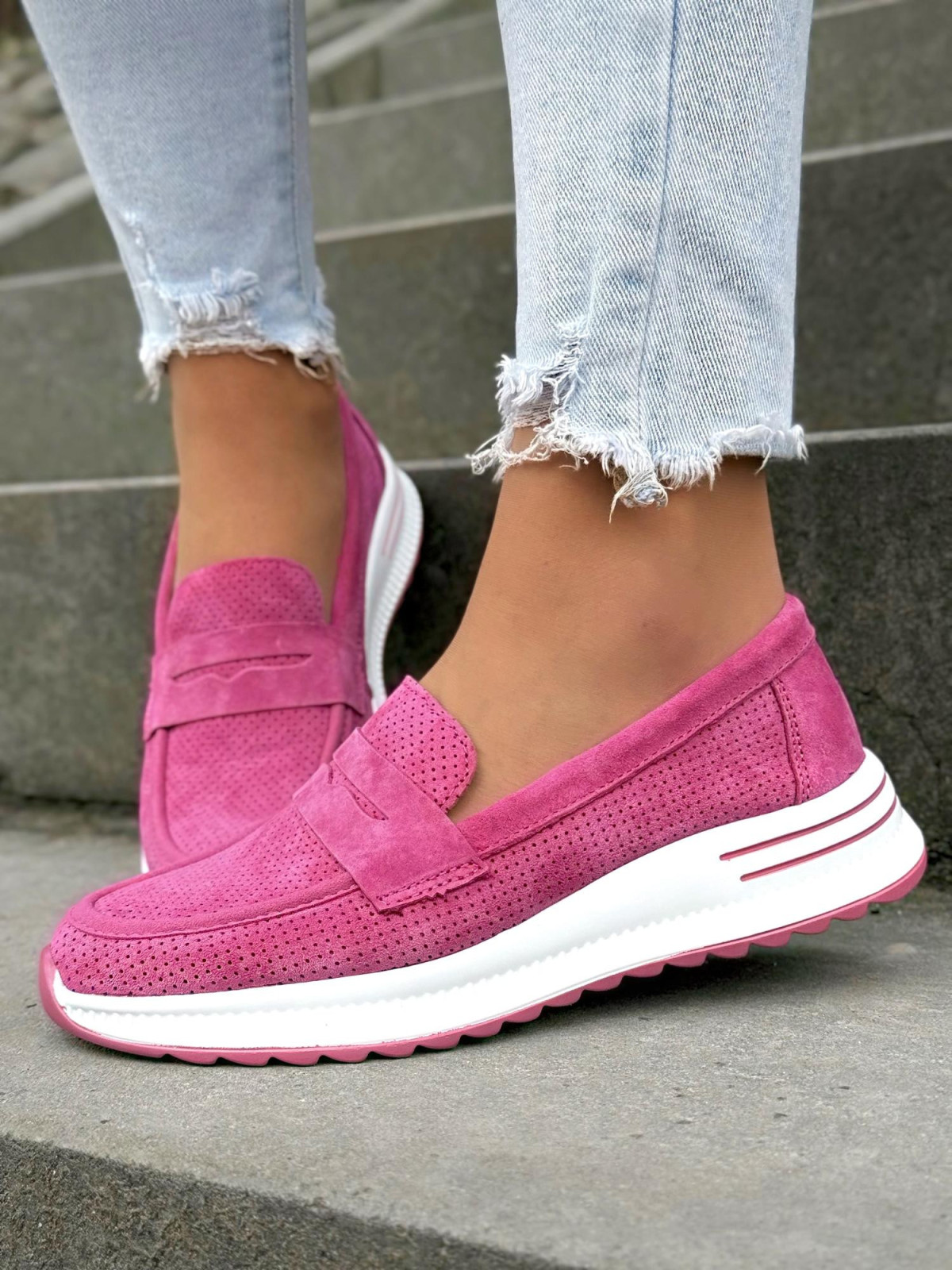 Mokasyny damskie ze skóry naturalnej