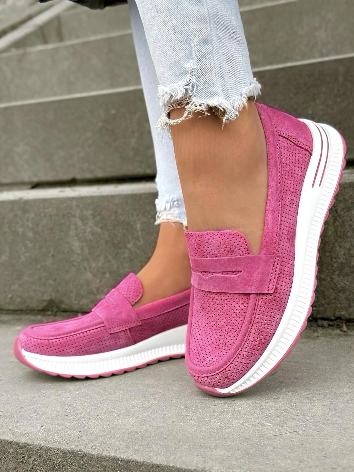 Mokasyny damskie ze skóry naturalnej