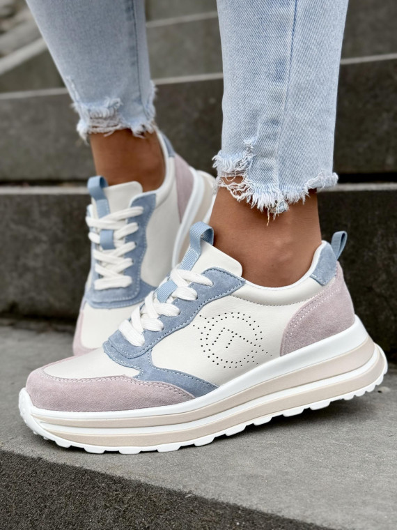 Multikolorowe sneakersy ze skóry naturalnej