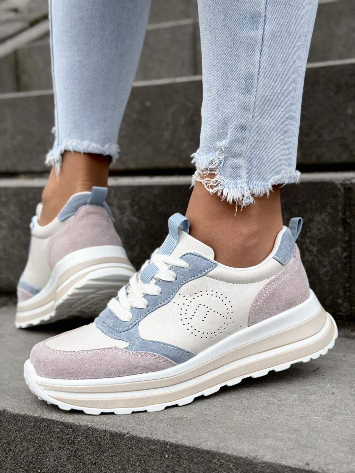 Multikolorowe sneakersy ze skóry naturalnej