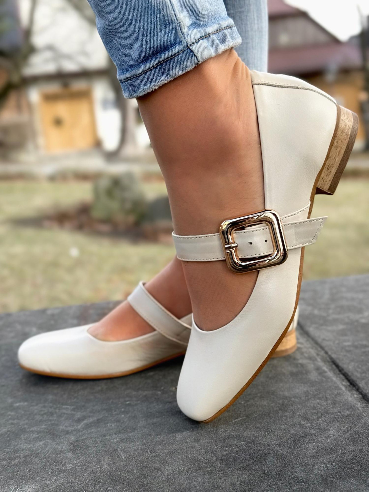 Balerinki ze skóry naturalnej OLEKSY Polskiej produkcji