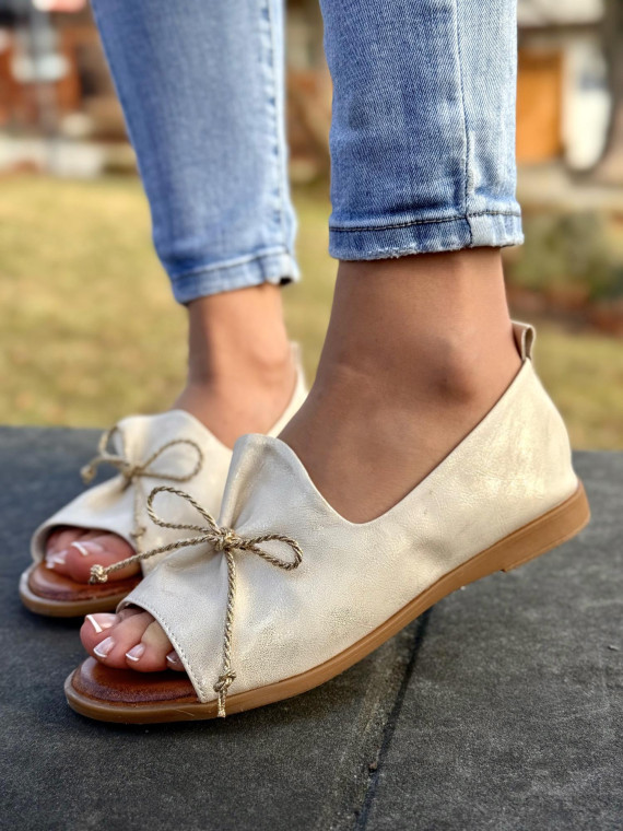 Sandałki damskie ze skóry naturalnej