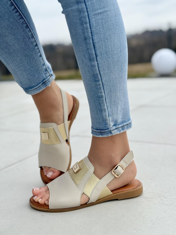 Sandałki damskie ze skóry naturalnej