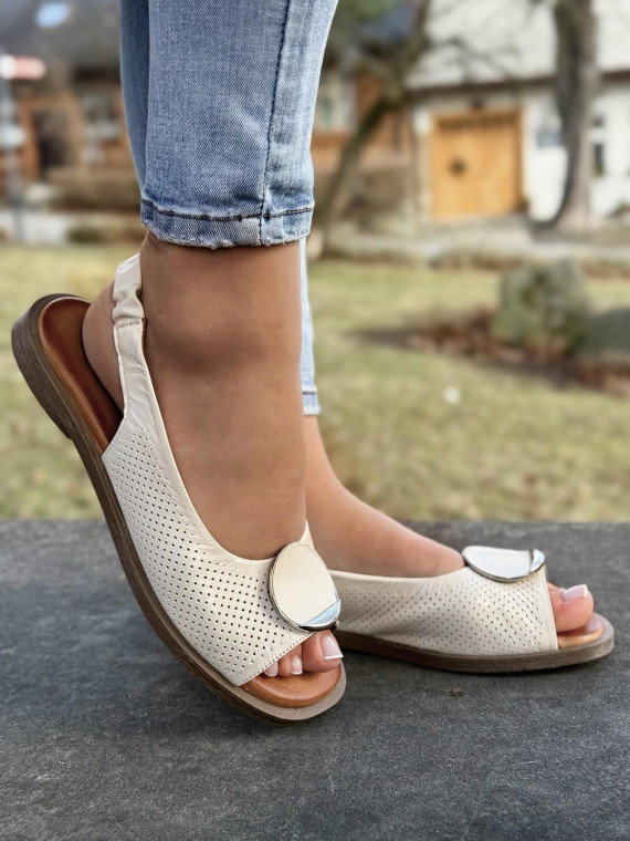 Sandałki damskie ze skóry naturalnej