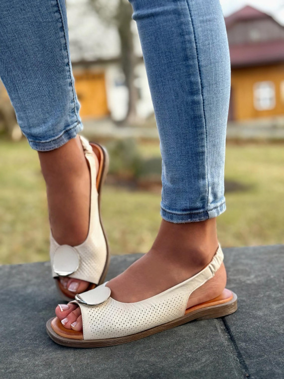 Sandałki damskie ze skóry naturalnej