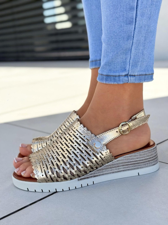 Sandałki damskie ze skóry naturalnej