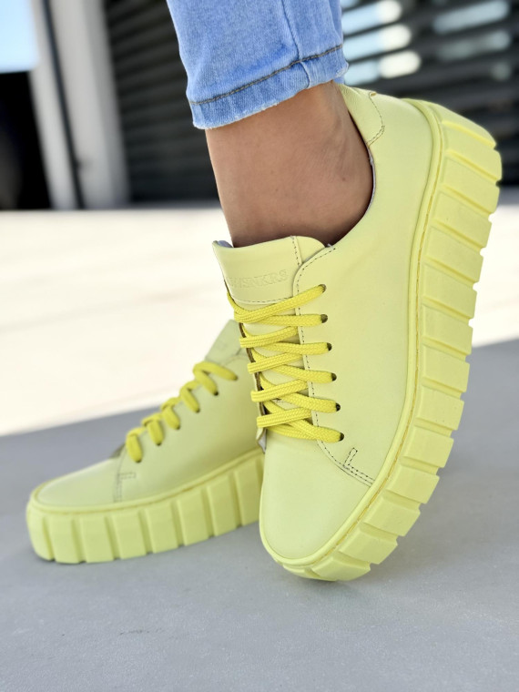Piękne żółte sneakersy ze skóry naturalnej OLEKSY Polskiej produkcji
