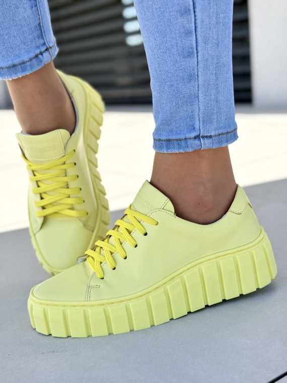 Piękne żółte sneakersy ze skóry naturalnej OLEKSY Polskiej produkcji