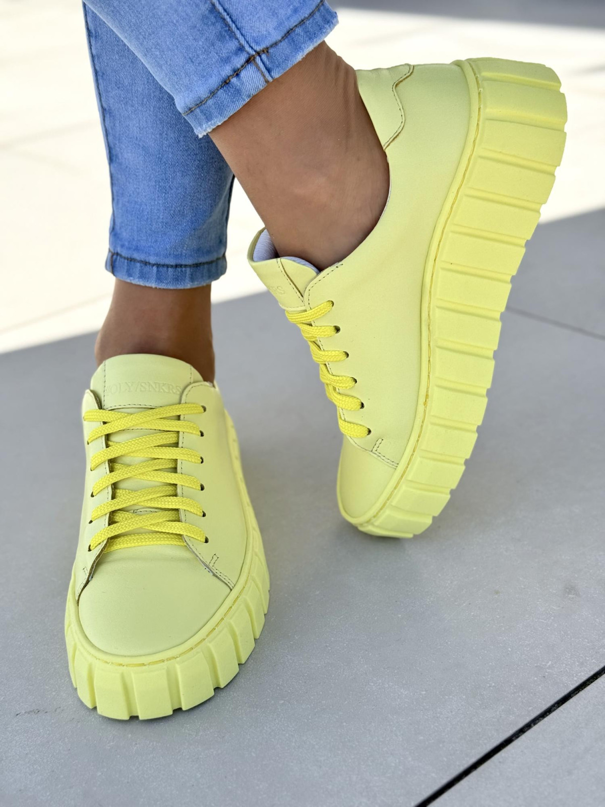 Piękne żółte sneakersy ze skóry naturalnej OLEKSY Polskiej produkcji