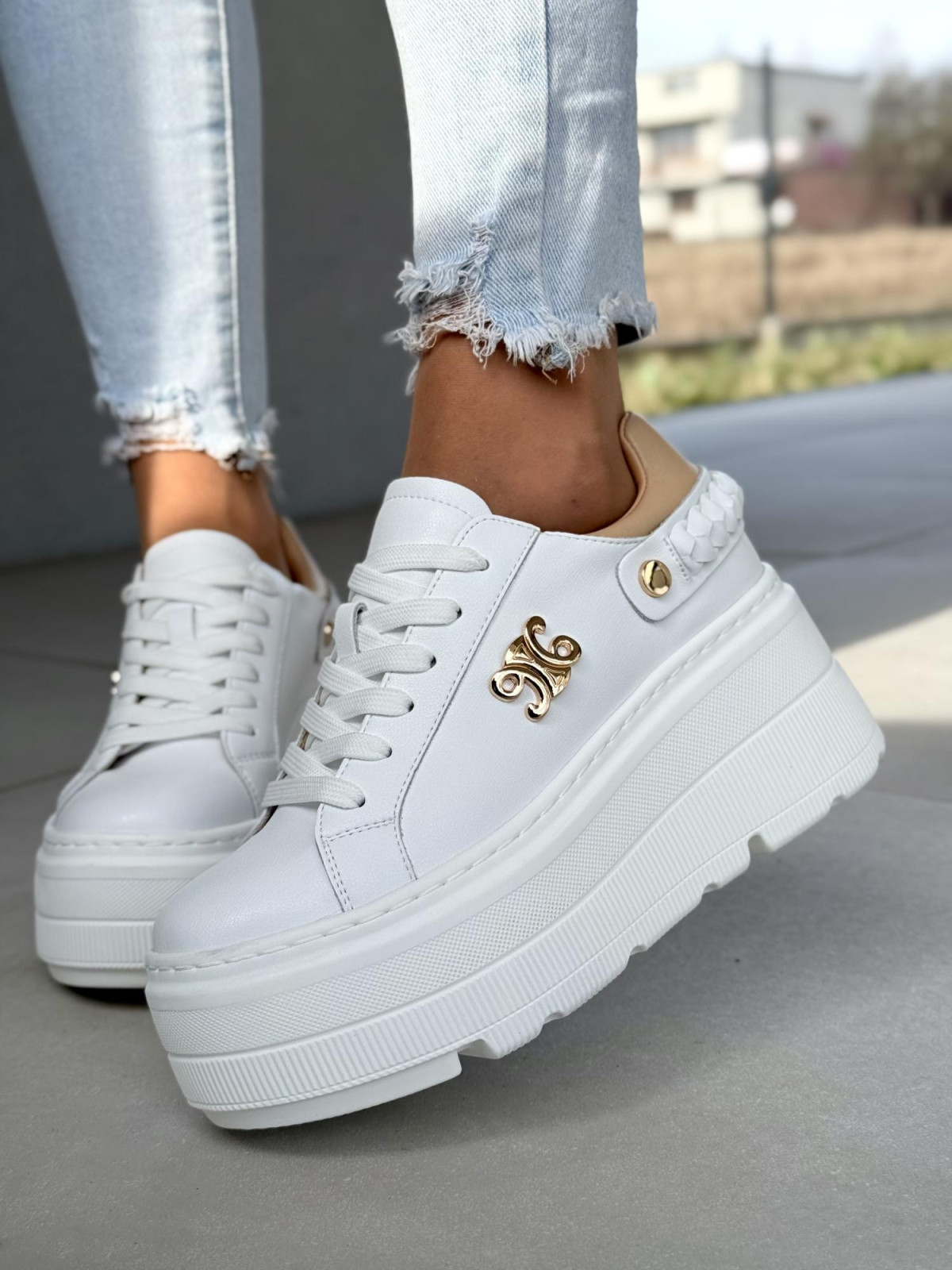 Sneakersy damskie ze skóry naturalnej