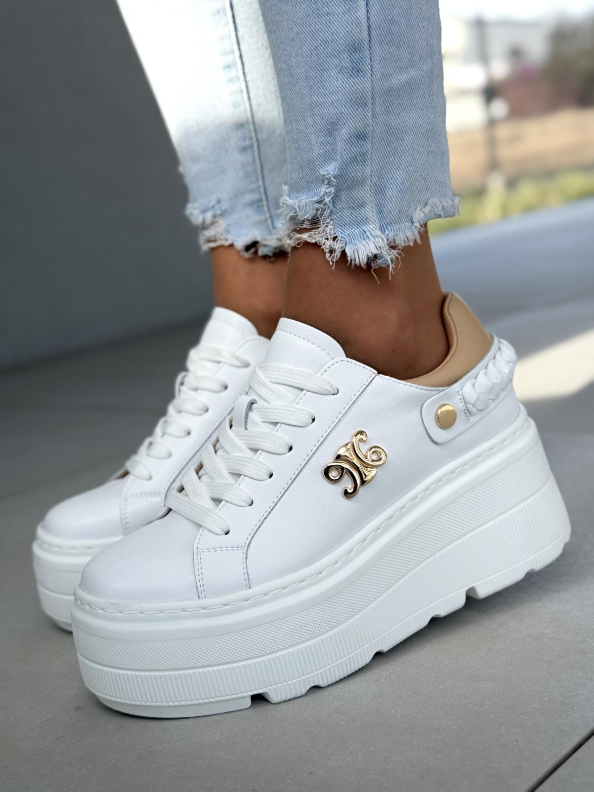 Sneakersy damskie ze skóry naturalnej